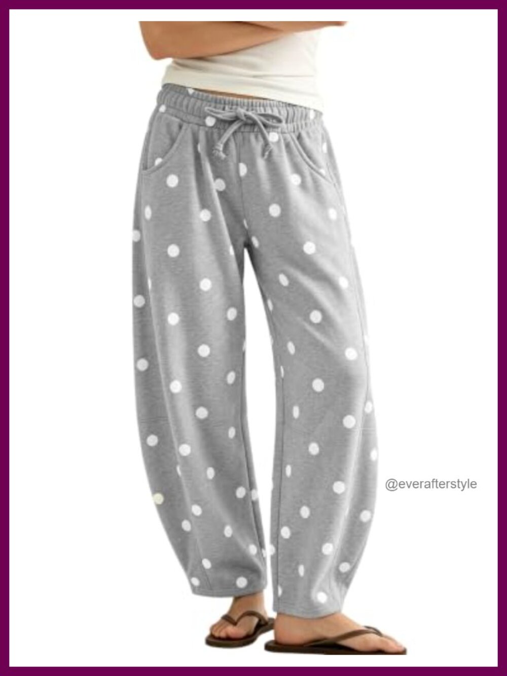 Polka Dot Barrel Sweatpants Wide Leg Drawstring High Waist Pockets